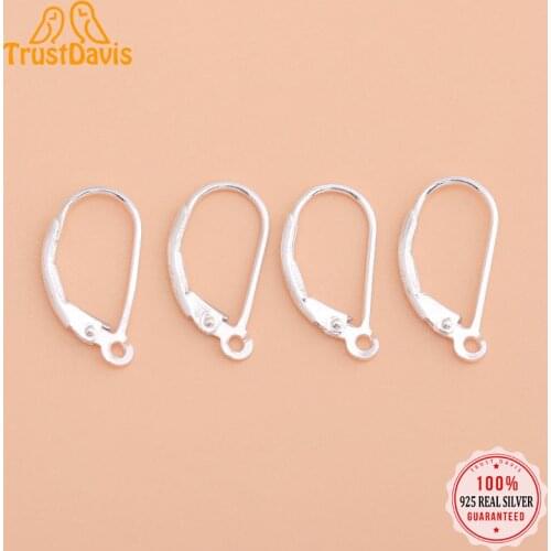 TrustDavis Real 925 Sterling Silver Fashion Sweet Ear Hook Earring Charm Handmade DIY Accessories Fine Jewelry Wholesale HY056