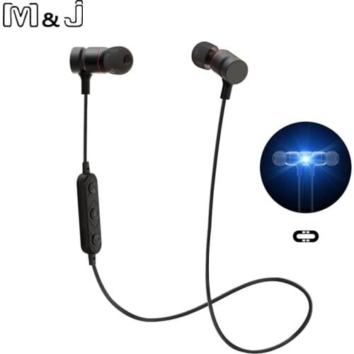 M&J Comfortable Wireless Bluetooth Earphones Magnetic Stereo Noise Reduction Sport Running Earbuds With Mic Earpiece For Phone