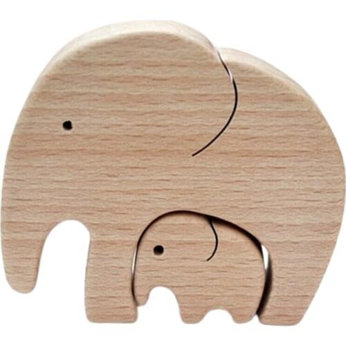 Elephant Ornaments Printed Gift In Mothers' Day Wood Craft Wooden Vintage Best Mom In The World Elephants Pattern Carved Decor