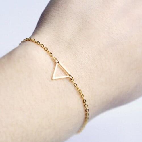 High Quality Charm Metal Triangle Pendant Bracelet Bangle for Women Metal Chain Bracelets Friend Couple Jewelry