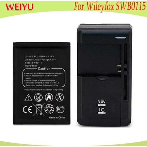 1LOT=1PC Battery+Universal Charger 3.8V 2500mAh battery SWB0115 For Wileyfox Swift phone Replacement Batteries