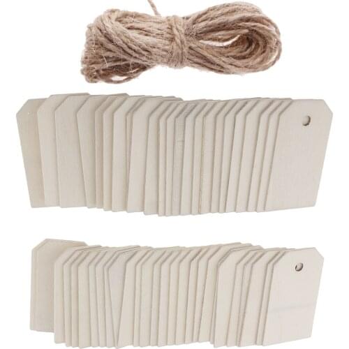50x Cut Wood Rustic Gift Tags Hanging Label Wedding Favor Crafts White