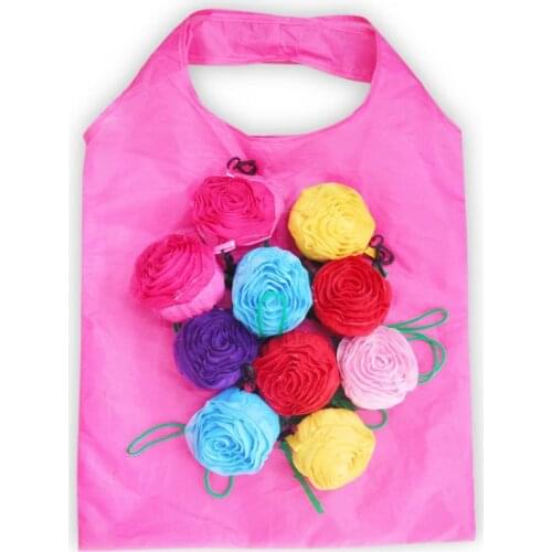 60PCS / LOT Shopping Bag Rose Flowers Foldable Green Environmental Storage Bag Reusable Tote Pouch Storage Handbags