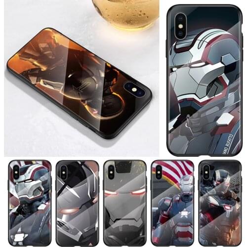 Marvel Avengers War Machine For Apple iPhone 12 11 8 7 6 6S XS XR SE X 2020 Pro Max Mini Plus Tempered Glass Phone Case