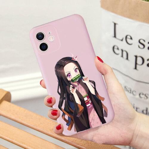 Cartoon Demon Slayer Phone Case For iPhone 12 X 11 Pro XS MAX XR 7 8 6Plus Cute Kamado Nezuko Candy Soft Matte Back Cover Coque