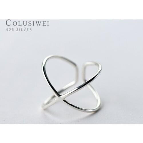 Colusiwei Authentic 925 Sterling Silver Geometric Twisted Wave Open Size Finger Rings Women Wedding Engagement Fine Jewelry