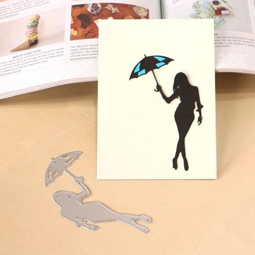 DUOFEN METAL CUTTING DIES 130282 Woman with Umbrella hollow embossing stencil DIY Scrapbook Paper Album 2018 new