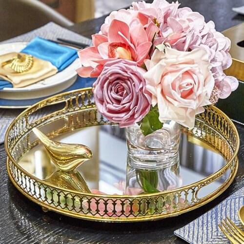 Crystal Tray Decorative Organizer Dessert Serving Plate Home Decor Round
