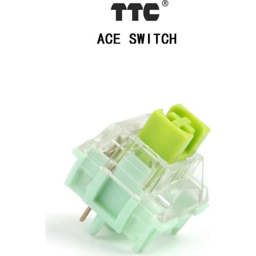 TTC Ace Switch for Mechanical Keyboard Linear 60g Custom 5 Pins Lubed GK61 SK64 SK68 SMD PCB Mx Switch Light Green Game PC