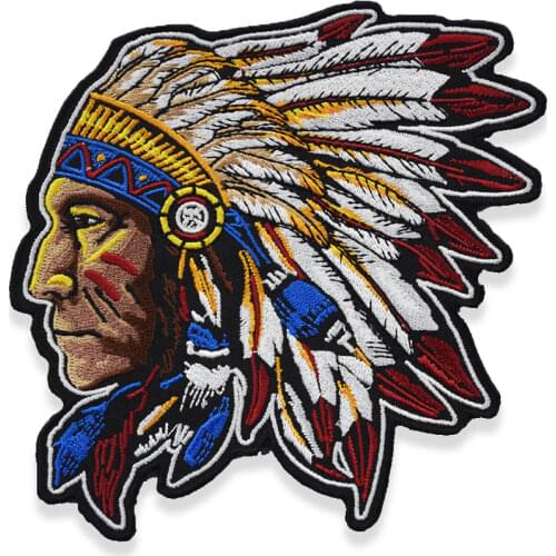Indian Patch Motorcycle Custom Embroidered Jacket Patch Biker Rock Punk Clothes Stickers Apparel Accessories Badge Vest Iron On