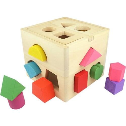 Shape Sorter Toy Wooden 12 Building Blocks Geometry Learning Matching Gifts Didactic Toys for Toddlers Baby Kids 1 2 3 Years Old