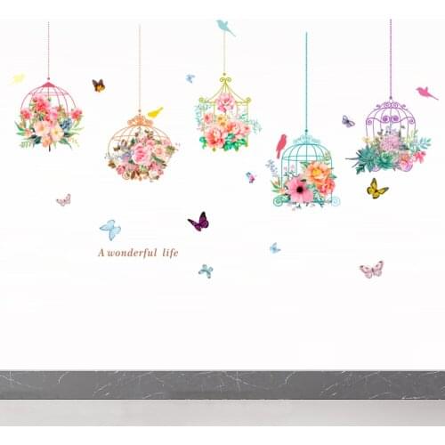 Colorful Garden Plants Flower Wall Stickers For Home Decor Living Room Wall Decals Mural TV Background Garden Window Decoration