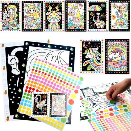 Cute Cartoon Animal Puzzle Dot Stickers DIY Toys for Kids Children Creative Early Educational Patience Training Funny Games Gift