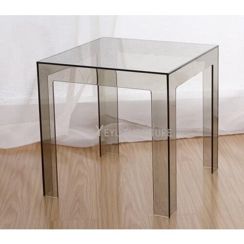 Minimalist Modern Design Transparent Polycarbonate PC Acrylic Clear Square Side Table Coffee Table Tea Table Simple Design Table