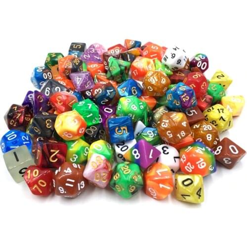 Rollooo Dice 100+ Pack of Random Polyhedral Dice in Multiple Colors