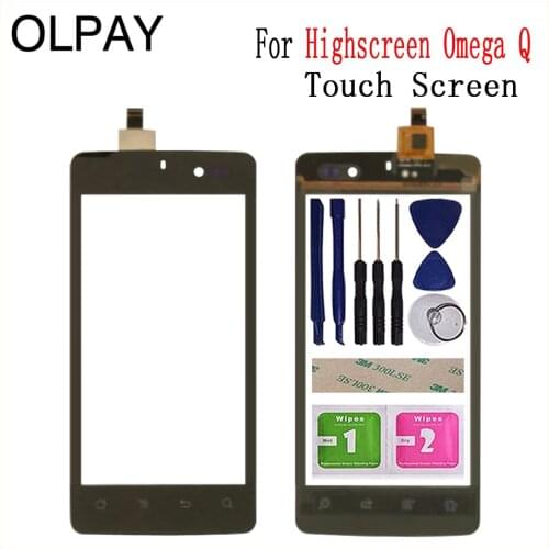 4.5'' Mobile TouchScreen For Highscreen Omega Q Touch Screen Digitizer Front Glass Lens Sensor Repair Free Adhesive+Wipes