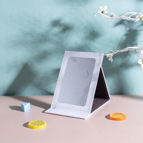 Fashion Marbling espejo Travel Mirror Foldable Pocket Portable Rectangular Mirror Makeup Folding Compact Desktop Table Mirror