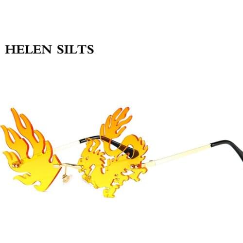 Fashion Rimless Sunglasses Women Unique Dragon Phoenix Colorful Sunglasses Men Metal Party Glasses For Female Eyewear UV400 H104