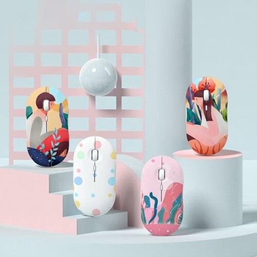 2.4G Cute Wireless Mouse Rechargeable Silent Ultra Thin Mice For Macbook Air Pro Lenovo Ergonomic Cartoon Computer Gaming Mause