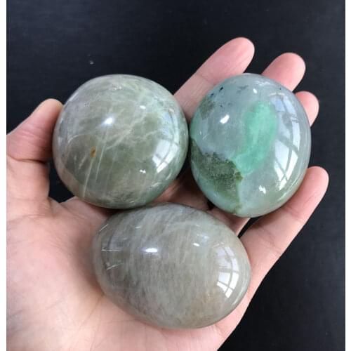 Natural Quartz green moonstone palm Crystals Healing Stones For feng shui
