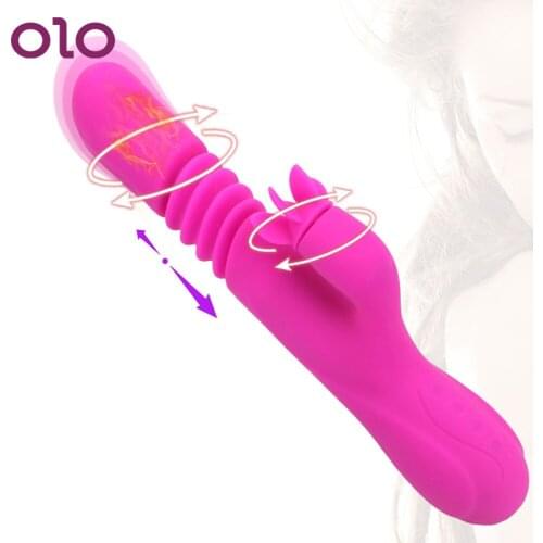 OLO Dildo G Spot Vibrator Clitoris Stimulator Heating Rotation Thrusting Automatic Scaling Female Masturbator Sex Toys For Women