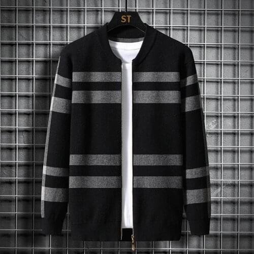Autumn 2021 New Mens Zipper Cardigan Sweater Jacket Korean Youth Casual Knit Sweater Men