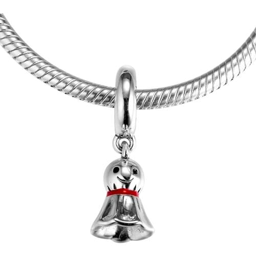 Fits for Pandora Beads Bracelets Asian Sunny Doll Charms with Red Enamel 100% 925 Sterling-Silver-Jewelry Free Shipping