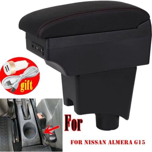 For Nissan Almera G15 armrest box central Store content box car-styling decoration accessory With cup holder USB