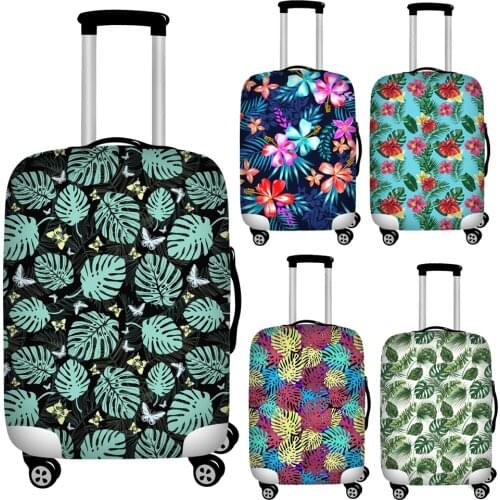 FORUDESIGNS Stretch Tropical Leaves Print Trolley Suitcase Covers Waterproof 18''-32'' Travel Luggage Protective Dust Cover