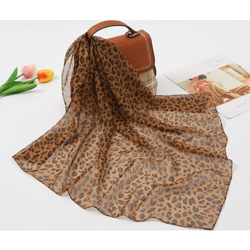 Sexy Leopard Square Scarf Chiffon Hijab Print Scarves Thin Fashion Women Kerchief Neckerchief Headscarf Hair Bandana 65*65cm