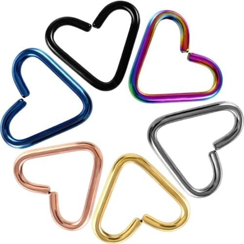 1Pc Titanium Ear Piercing 16G Heart Shape Ear Cartilage Tragus Daith Conch Helix Earring Piercing Body Jewelry Wholesale