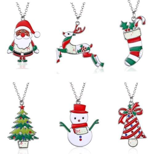 Alloy Necklace Origami Deer Tree Charm Necklace Women Boho Antler Horn Animal Collier Christmas Jewelry Funny