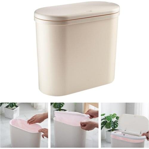 Narrow Spring Press Open Rubbish Garbage Waste Bin Bathroom Kitchen Trash Can