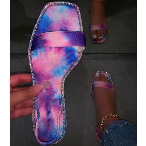 Neon Printing Bright Sandals Women Summer Outdoor Flip Flop Fashion Sandals Flat Beach Slippers Non-slip Durable Home Slides