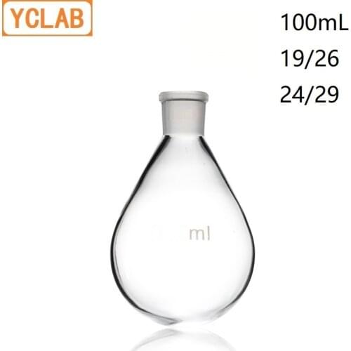 YCLAB 100mL 19/26 & 24/29 Flask Eggplant Shape Borosilicate 3.3 Glass Standard Ground Mouth Distilling Round Bottom