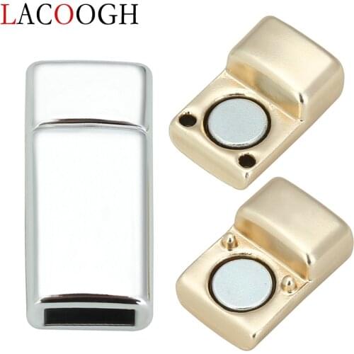 10pcs KC Gold Color Magnetic Buckles Zinc Alloy Clasps Connectors Fit 6*3mm Flat Leather Rope Cord for DIY Bracelets End Clasp