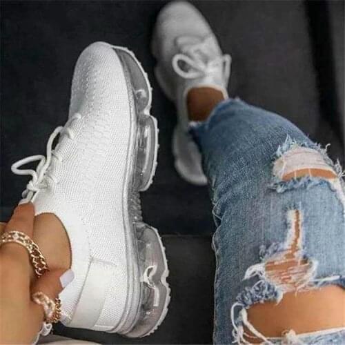 Women Mesh Air-Cushion Sneakers Platform Knitted Vulcanized Running Sports Shoes Casual Breathable Spring Summer Big Size 84