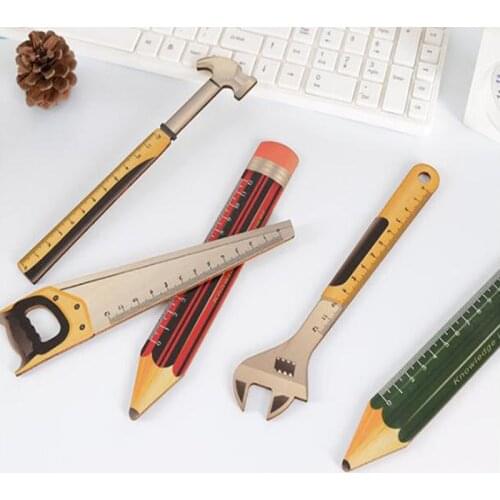 1PCS Wooden Tool Pencil Shape Cartoon Ruler Creative Learning Ruler Children Gift Office Supplies