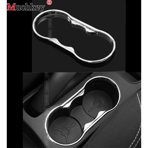 Car cover center console cup holder cover for ford fiesta 2009 2010 2011 2012 2013 abs chrome 1pc per set