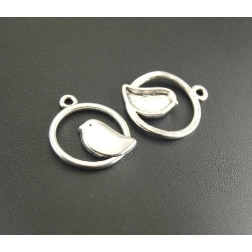 10 pcs Silver Color Cute Bird Charm Jewellery Pendant For Bracelet Necklace A542