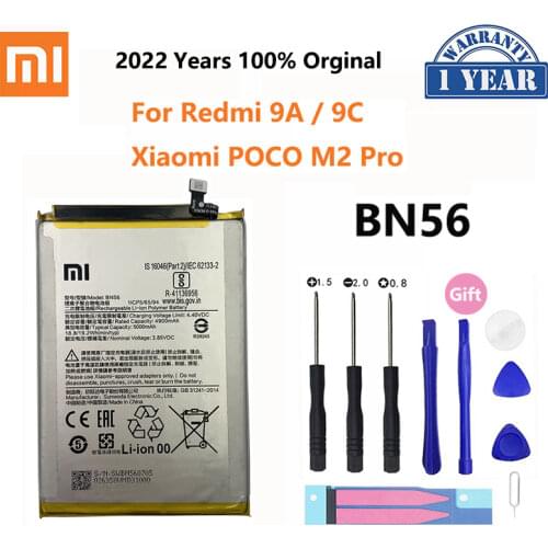 100% Original Xiao mi BN56 5000mAh Phone Battery For Xiaomi POCO M2 Pro Redmi 9A 9C Replacement Batteries Bateria