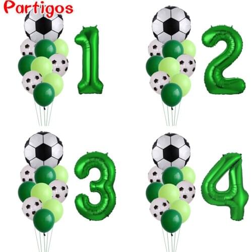 11pcs/set Football Soccer Theme Party 12'' Latex Helium Air Balloon 30'' number foil globos Boys Birthday Toys Event Party Suppl