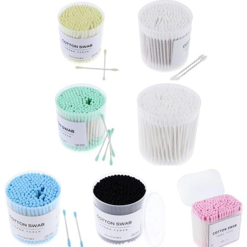 200PCS Dual Head Cotton Buds Swab Tip Sticks Wooden Makeup Applicator Wands