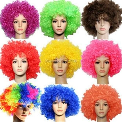 5pcs/lot Bachelorette Supplies Afro Boys Set Type Hat Colorful Hair Dance Party Cheerleaders Fans Clown Cosplay Wig