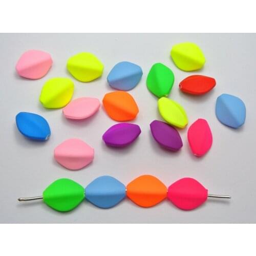 50 Mixed Neon Color Acrylic Flat Double Cone Beads 12X8mm Rubber Tone