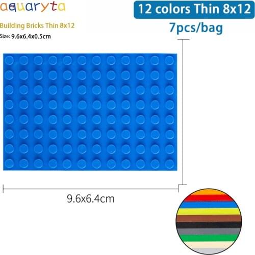 Aquaryta 7pcs DIY Building Blocks Baseplate 8x12 Thin Figures Bricks Model Accessory Toy Compatible with Logo Gift for Children