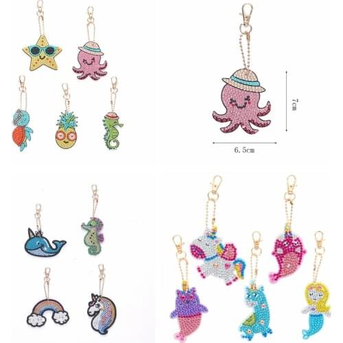 5D Diamond Painting DIY Cartoon child Keychain Pendant Cross Stitch kit Diamond Embroidery animal pattern Decoration gifts