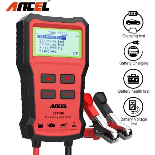 ANCEL BST100 Car Battery Tester 12V Cranking Charging Test OBD2 Car Diagnostic Tool 2000CCA BCI CCA Battery Analyzer PK KW600