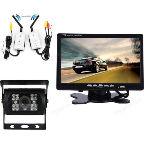 Car Video For Truck Bus Vehicle Wireless Adapter Kit With Rear View Camera Rearview Parking Monitor 7 Inch 2.4G 3in1