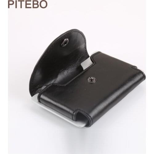 PITEBO Stainless steel card case leather mens high-capacity bank card with card bag driving licence ladys card case